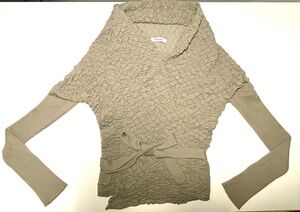 Northland Taupe 3D Texture Wrap Cardigan | Bow Detail | Made in Italy